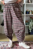 Jasper Plaid Brushed Cotton Shelby Barrel Pant Burgundy